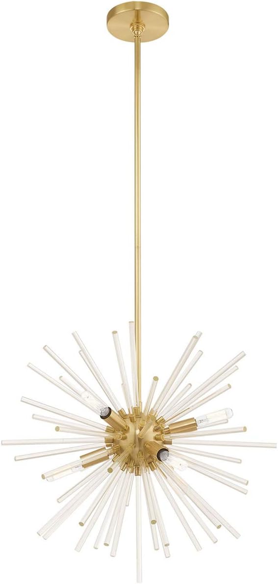 Livex Lighting 41254-12 Utopia - Six Light Chandelier, Satin Brass Finish with Clear Rods Crystal