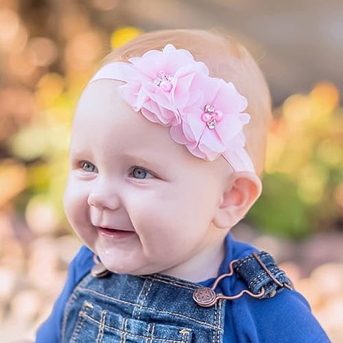 Miniatura 4 de 30 apliques de tela de costura de flores de gasa rosa perla con diamantes de imitación para ropa, diademas de flores, manualidades, decoración de