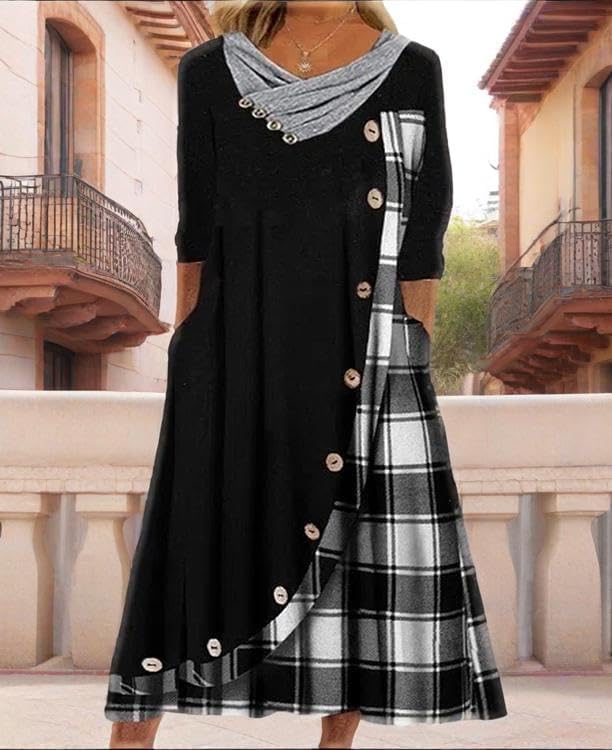 Winter Dresses for Women Wedding Guests Casual Cute Heart Long Sleeve Tiered Maxi Dress with Pockets Plus Size - Image 6