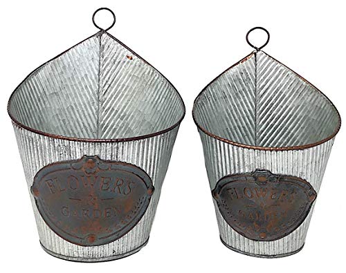 Metal Wall Planter Pocket Hanging Organizer Indoor Outdoor Tin Metal W Antique Copper Plates Flowers & Garden 10" & 9" (Set Of 2) #TOP21