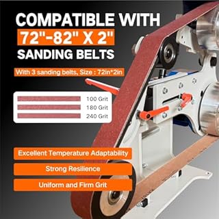 JLD Professional Belt Grinder Sander, 2x72 Inch Belt, 1500W Electric Motor with 2.2KW VFD, 2 sets of grinding kits with 3 grinding methods,Vertical and Horizontal operation includes 3 sanding belts.