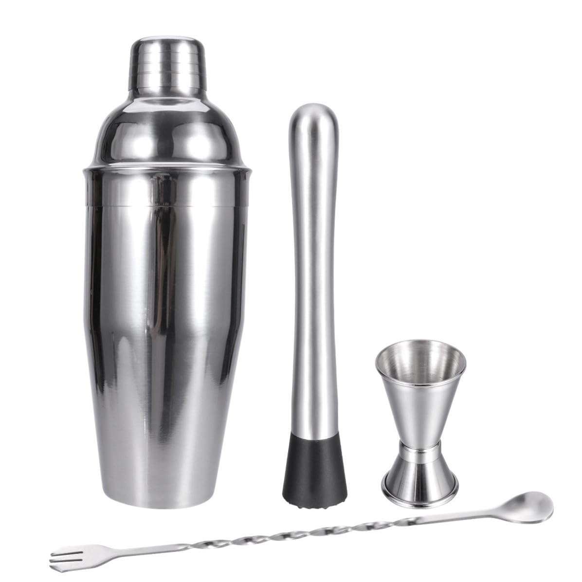 Kit Cocktail Professionnel Shaker à Cocktails 4 Pièces en Acier Inoxydable Doseur et Becs Verseurs, Préparation de Boissons Alcoolisées à Domicile