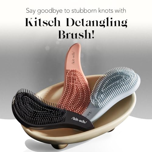 Kitsch-Detangler-Brush-for-Adults-Kids-No-Pain-Hair-Detangler-Brush-with-Flexible-Bristles-for-Wet-Dry-Hair-Easy-to-Hold-Shower-Travel-Hair-Brush-Ideal-for-All-Hair-Types-Black