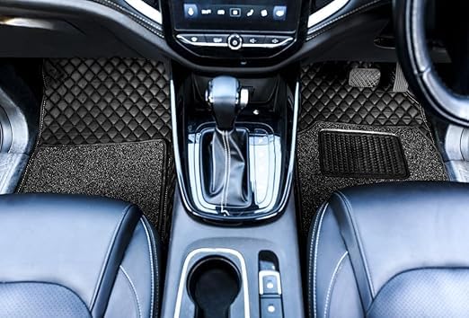 Image of Auto Ride 7D Luxury Car Mats for Mg Hector Plus (7 Seater)| Ultra-Premium PU Leather | Waterproof, Dustproof & Anti-Slip | Custom Fit All-Weather Floor Mats | Color : Full Black