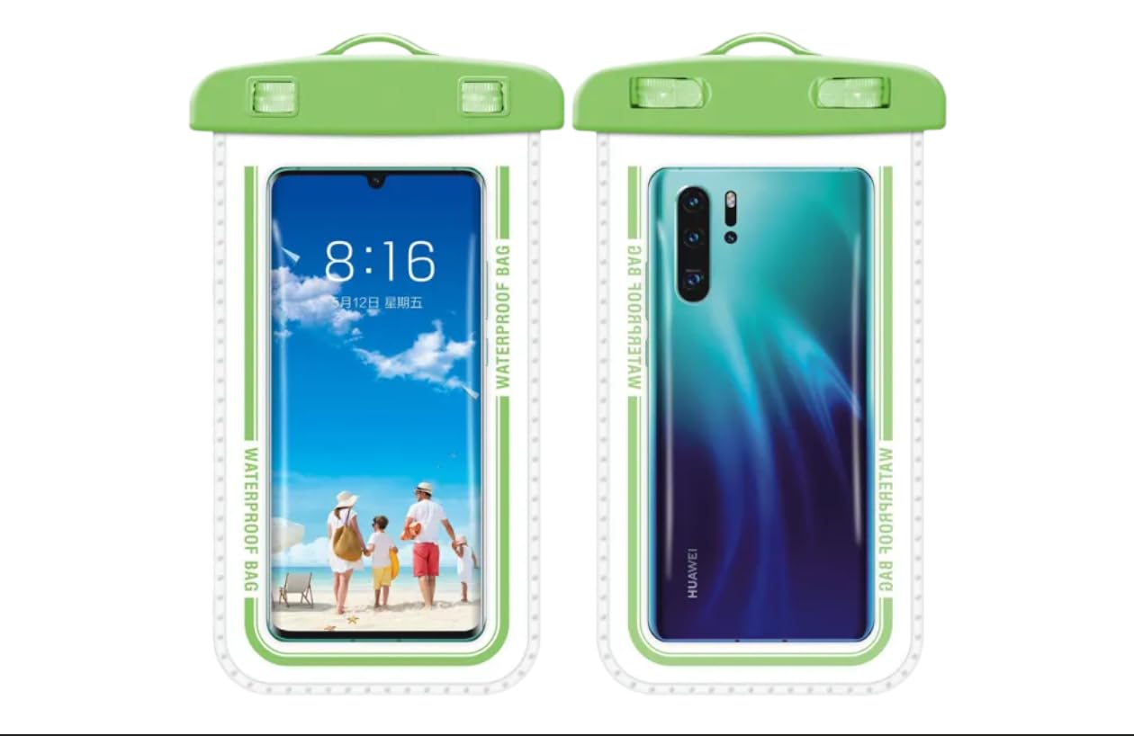 2 Pack NuTecH Waterproof Phone Pouch Phone Case for iPhone 14 13 12 11 Pro Max XS Plus Samsung Galaxy Case Friendly IPX8 Cellphone Dry Bag for Beach Essentials Cruise Travel (Green)