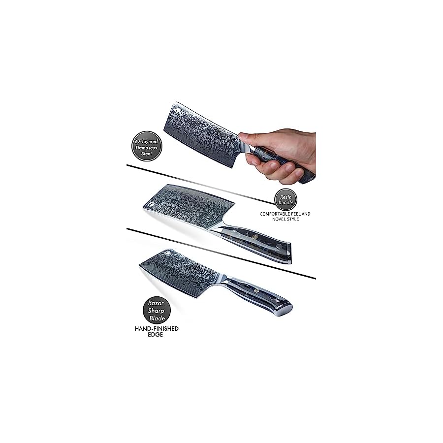 Chopping-Knife-7-inch-Cleaver-Knife-Xuan-Series-VG10-Damascus-Steel-Kitchen-Knife-Resin-Handle-Starry-Black SANMUZUO Chopping Knife - 7 inch Cleaver Knife- Xuan Series - VG10 Damascus Steel Kitchen Knife - Resin Handle (Starry Black)