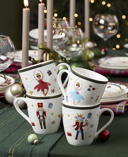 Lenox Coffee Mugs, Set Of 4 Nutcracker Ballet 13 Oz Coffee Mugs, Porcelain Material with Gold Accents, Dishwasher and Microwave Safe, Assorted Nutcracker Design, Christmas Decorations (13 Oz, 4 Piece) - Thumbnail 4