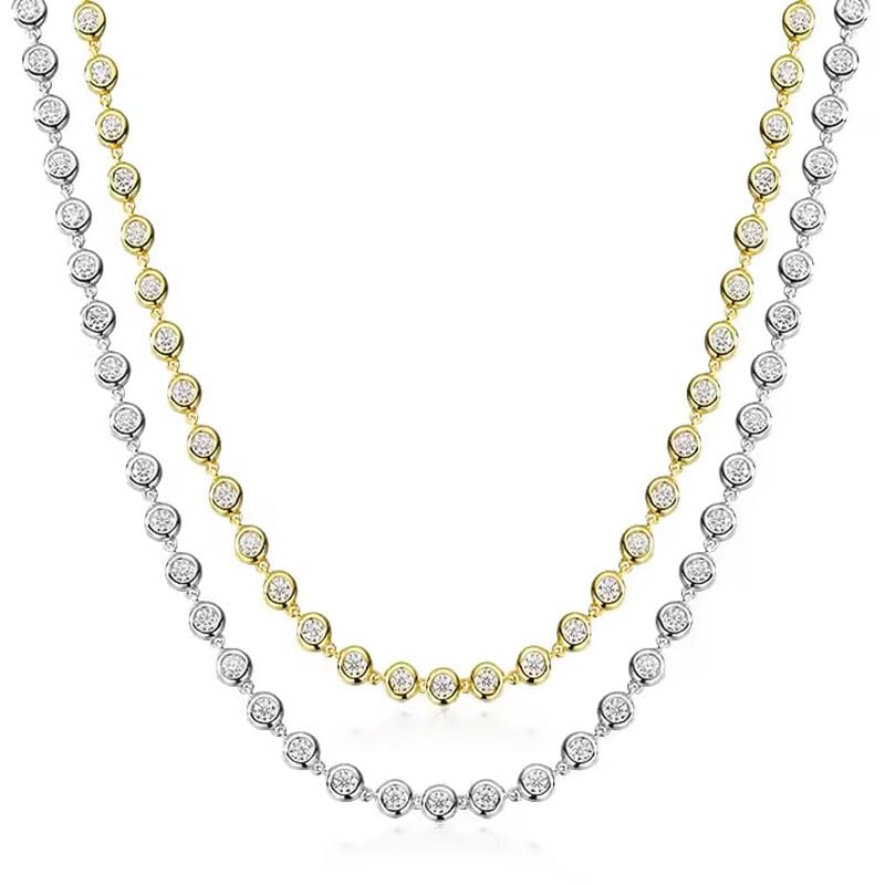 3mm D Color VVS1 Moissanite Tennis Necklaces for Women, s925 Sterling Silver Dainty Necklace, Women's Wedding Tennis Necklaces