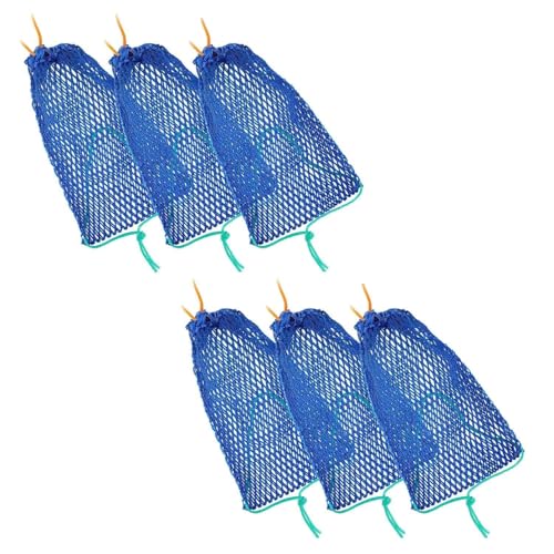 Lot de 6 pièges à crabes avec casier à appâts, pièges à appâts en maille polyéthylène robuste, filet portable pour la pêche en mer, accessoires de pêche en eau douce et en eau salée, bleu