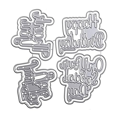 Trdxxx Just for You, Happy Birthday, Thank You, on Your Special Day 4 Sets Words Metal Cutting Dies for Scrapbooking DIY Photo Album Card Making Decorative Stencils Letters Metal Die Cuts - Thumbnail 2