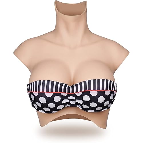 GORGES-YO Silicone Breastplate 7th Breast Forms C/D/E Cup Breast Plate Cotton Filler for Crossdressers Transgender Drag-Queen