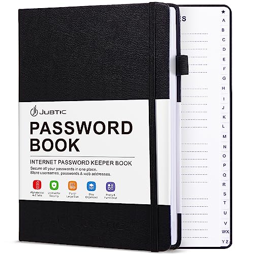 Ne perdez plus vos accès avec le Carnet de mots de passe JUBTIC noir XL