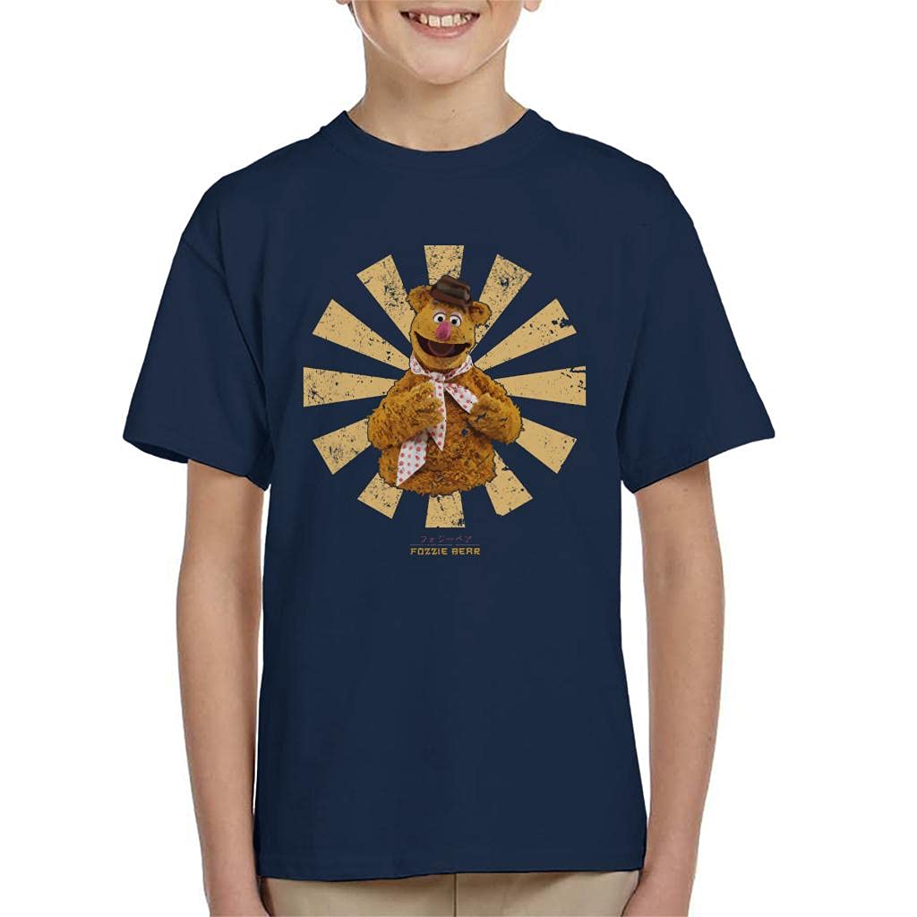 Cloud City 7 Fozzie Bear Retro Japanese Muppets Kid's T-Shirt Navy Blue