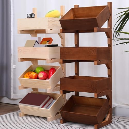 Cesta de madera de 3 niveles transpirable para el almacenamiento óptimo de alimentos 7