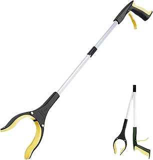 GIYXHU Recogedor Pinza Superior Herramienta de Agarre de 32 ", recogedor de Basura, alicates de Recogida extendidos, Suministros de Limpieza Sanitarios, 1 ud.(Yellow)