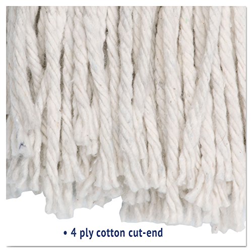 Image of Boardwalk Premium Cut-End Wet Mop Heads, Cotton, 24oz, White, 12 /carton