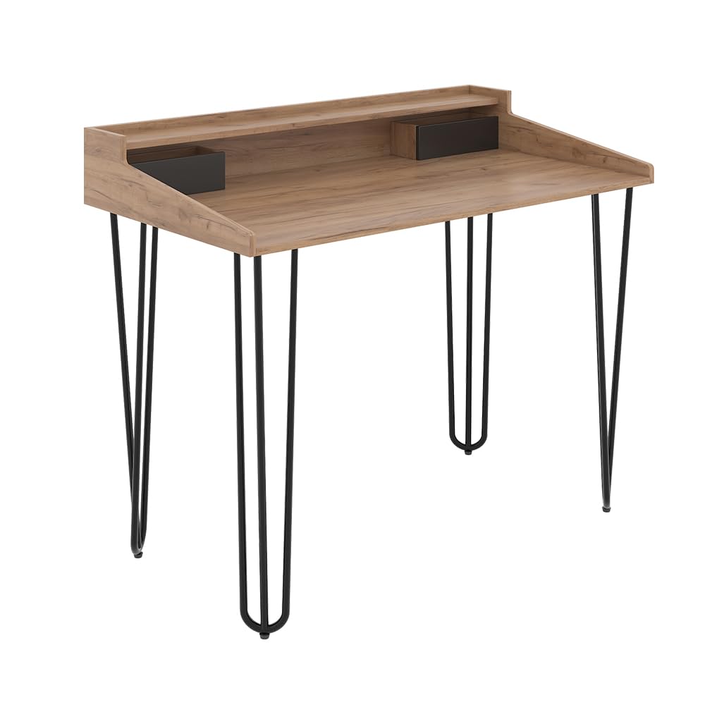 Vicco Escritorio Sannar, Roble/Negro, 110 x 60 cm con cajones