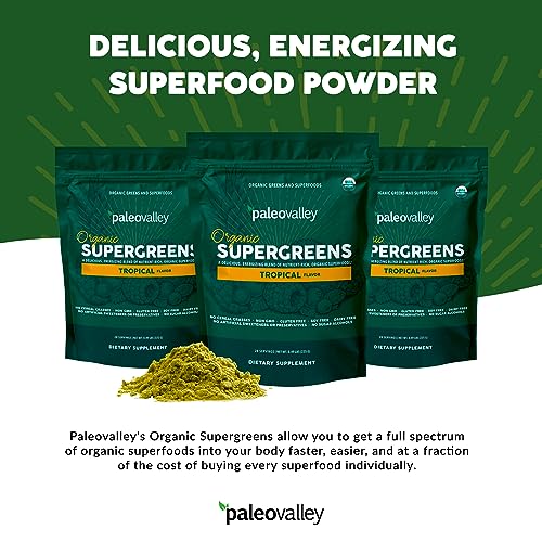 Paleovalley Organic Supergreens Powder - 23 Superfoods with Prebiotic Fiber for Energy and Immunity Support - No Cereal Grasses for Maximum Absorption - Tropical, 30 Servings - Image 4