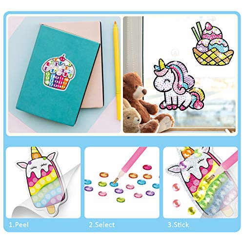 Big Gem Diamond Painting Kit for Kids Make Your Own 16 Magical Stickers 2 Suncatchers Arts and Crafts for Girls and Kids Diamond Art for Kids Creativity DIY Paint Arts Supplies