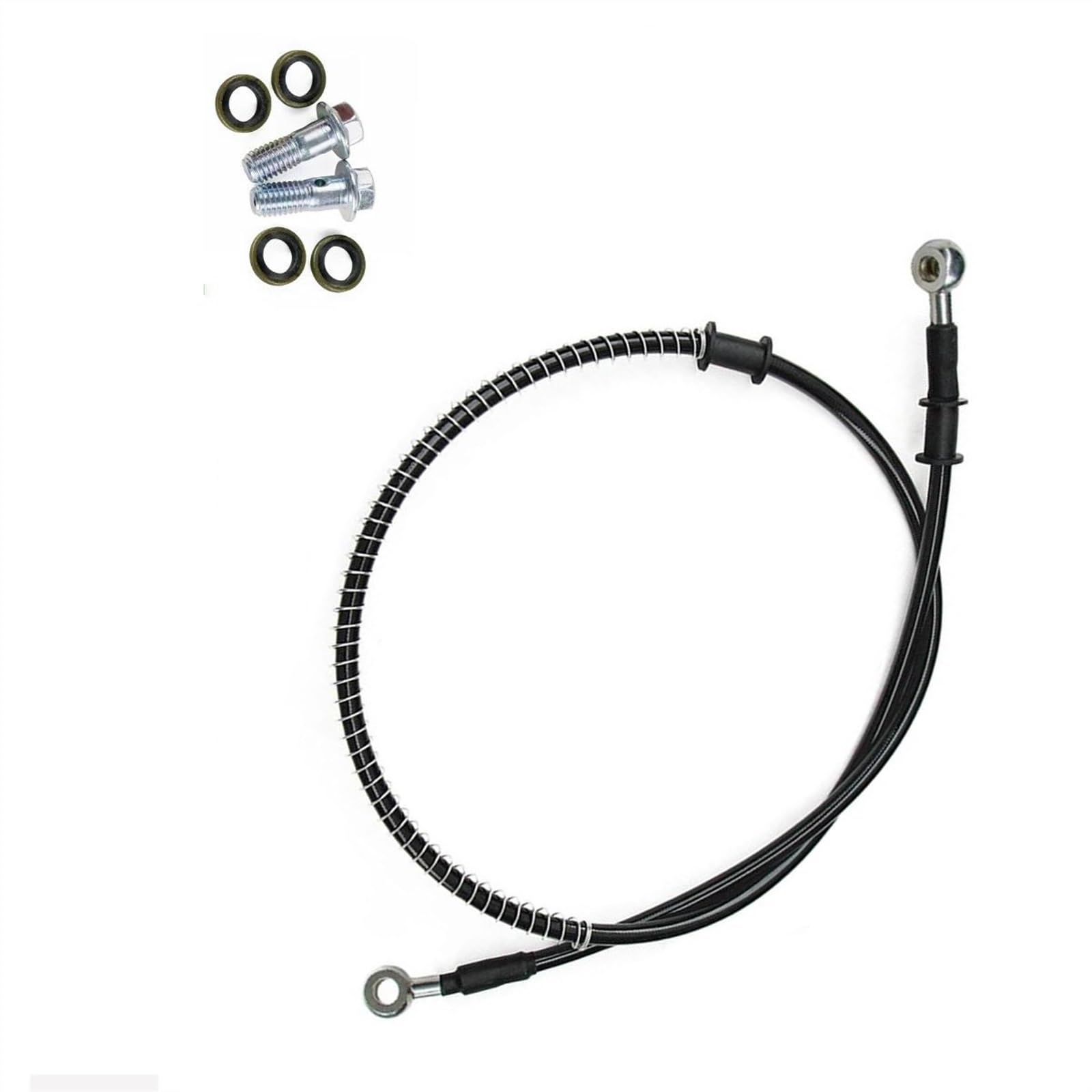 Ksxzw One Color Motorbike Part Motorcycle Braided Steel Hydraulic Brake Line Clutch Oil Hose Tube Pipe 400Mm-2300Mm M8 90° 28°(2100Mm)