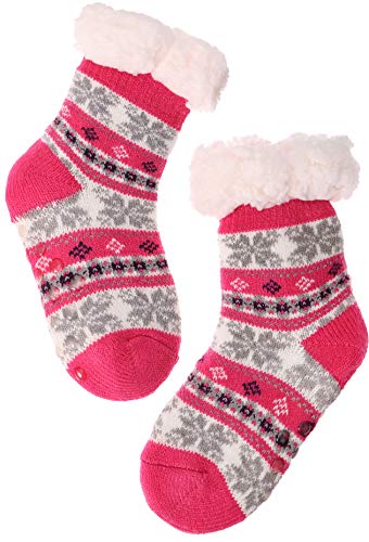 Image of MOGGEI Girls Slipper Fuzzy Socks Kids Boys Fluffy Fleece Lined Warm Plush Sherpa Winter Child Home Socks
