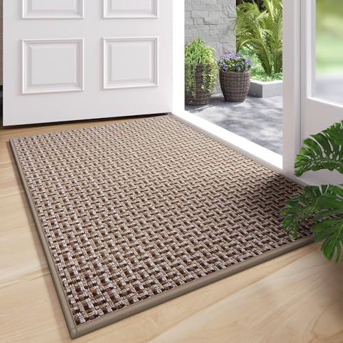 YDKGL Door Mat 24'x35', Dirt Resistant and Absorbent, Non-Slip Rubber Backing Floor Mats, Easy Clean Low-Profile Doormat for Entryway, Front Door, Inside Entrance, Brown