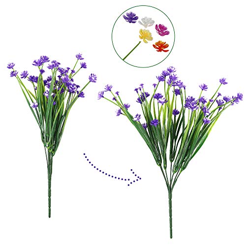 HATOKU 10pcs Artificial Flowers for Outdoors, Fake Outdoor Flowers UV Resistant, Lifelike Plastic Flowers for Indoor Outdoors Home Office Garden Wedding Decorations(Mixture) - Thumbnail 7