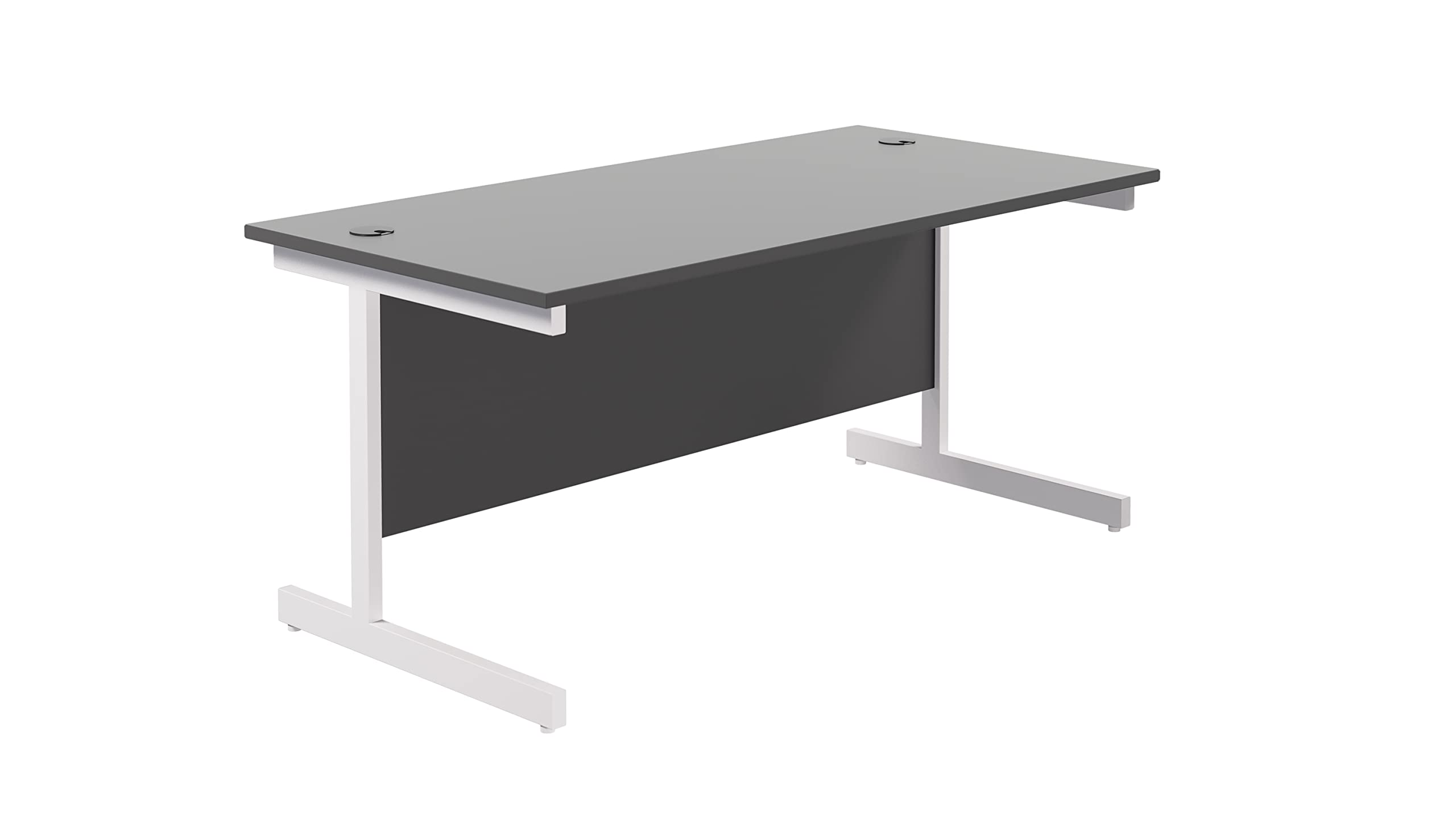 Office Hippo Heavy Duty Rectangular Cantilever Desk - Home Office Table + Integrated Cable Ports, PC Desk - 5 Yr Warranty - Silver Frame/Oak Top, 120cm x 80cm — view 47