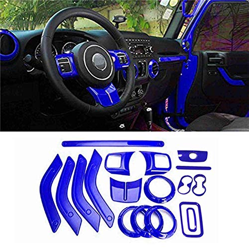 JIADING18pcs Blue Car Interior Decor Trim Kit Door Handle Cover for Jeep Wrangler 2011-2018