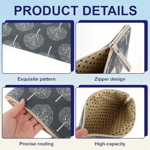 4 Pcs Canvas Cosmetic Bags Cosmetic Pouches with Zipper Makeup Bag Multi-Function Canvas Travel Pouch Vacation Travel Toiletry Bag for Women Girls, 4 Patterns4