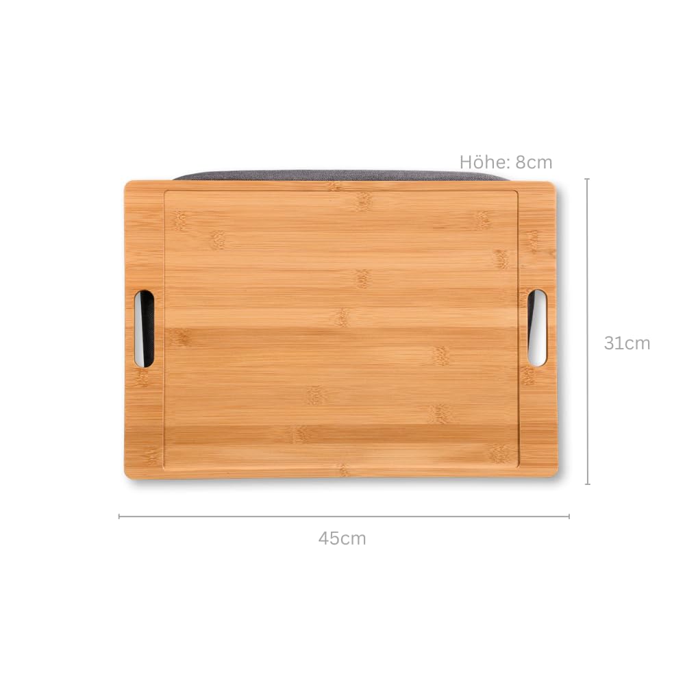 KESPER 77622 - Vassoio per ginocchia in bambù, 45 x 31 cm, altezza: 8 cm