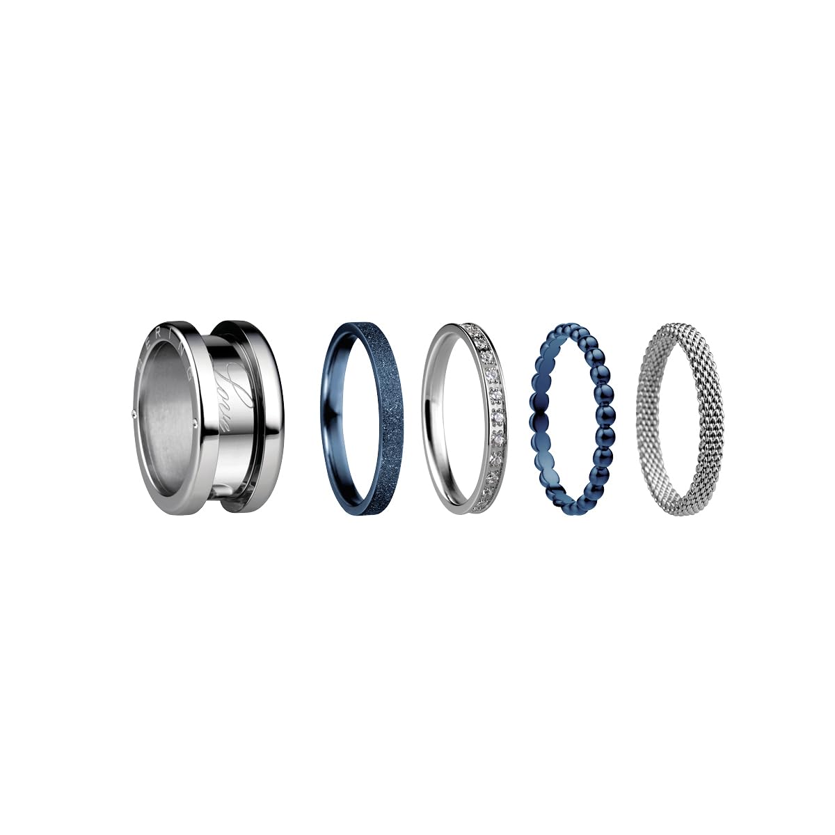 Bering Anello Arctic Symphony In Acciaio Inox Con Pietre - Design Danese - Modello 525-27-X4 - 3