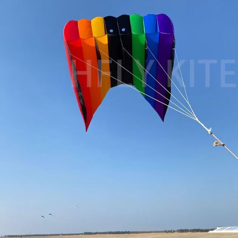 HFLY Kite 3D Solid Soft Inflatable 12 SQ.M. Rainbow Pilot Kite for Adults Ripstop Nylon Colorful Flowform Tractor Lifter Kite