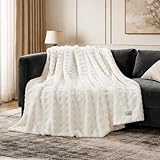 Cozy Bliss Manta de algodón ultrasuave con diseño de punto gofre, 50 x 60 pulgadas