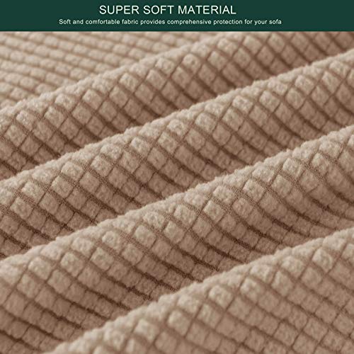 Image of CHUN YI Stretch Loveseat Couch Cushion Cover Suitable for 2 Settee, Sofa Seat Slipcover with Spandex Jacquard Fabric(Medium,Camel)