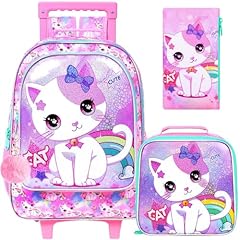 Uv Printing White Cat Rolling Backpack