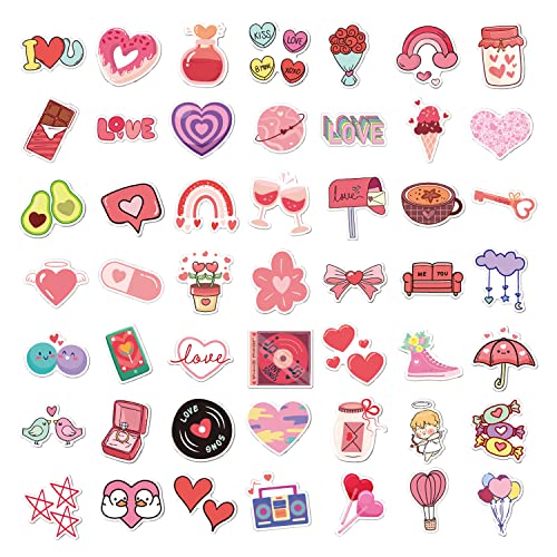 100 Pieces Love Scrapbook Stickers Heart Stickers Romantic Decals For Valentines Vinyl Waterproof Kawaii Lovely Stickers Journal Scrapbook Supplies For Wedding Anniversary Laptop Scrapbook #TOP1