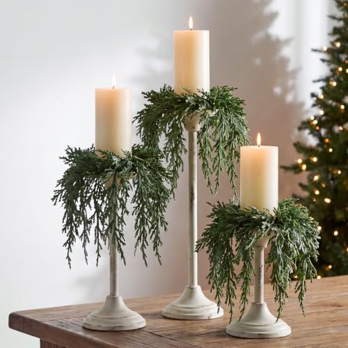 Finecheer 6 Pcs 3.54' Christmas Cedar Candle Rings...