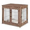 beeNbarks-Furniture-Style-Dog-Crate-End-Table-Double-Doors-Wooden-Wire-Dog-Kennel-with-Pet-Bed-Medium-and-Large-Pet-Crate-Decorative-Dog-House-Cage-Indoor-Use Dog Kennel with Pet Bed