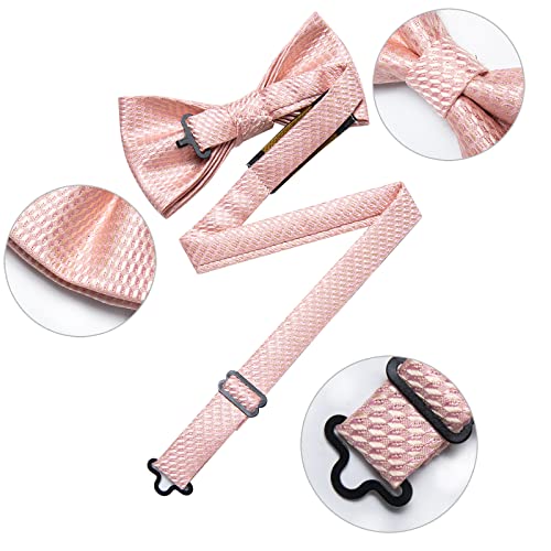 Image of DiBanGu Pre-Tied Bow Ties for Men Silk Adjustable Tuxedo Bowties Pocket Square Cufflinks Set with Lapel Pin Jacquard Woven