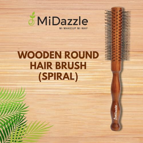 Image of Midazzle Wooden Bold Hair Brush for Women & Men | Natural Wooden Bristles Scalp Massage Comb | Anti-Static, Reduces Frizz & Hair Fall | Detangling Paddle Brush for Thick, Curly & Straight Hair (MIHB0047) (MIHB0044)