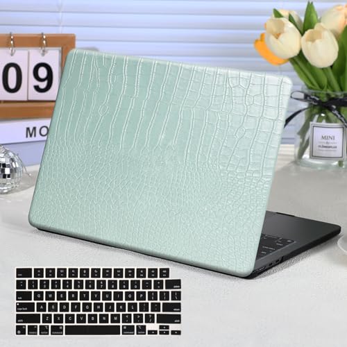 Funut for Crocodile MacBook Pro 13 inch Case 2025-2016 Release M2 M1 A2338 A2289 A2251 A2159 A1989 A1706 with Touch Bar, Leather Laptop Hard Shell Case & Keyboard Cover,Crocodile Green by FUNUT - Used condition - US$16.68