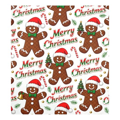 Cubierta magnética reutilizable con imán decorativo de pan de jengibre marrón con texto en inglés 'Merry Christmas', para nevera, decoración navideña, cubierta del lavavajillas, 23 x 26 pulgadas