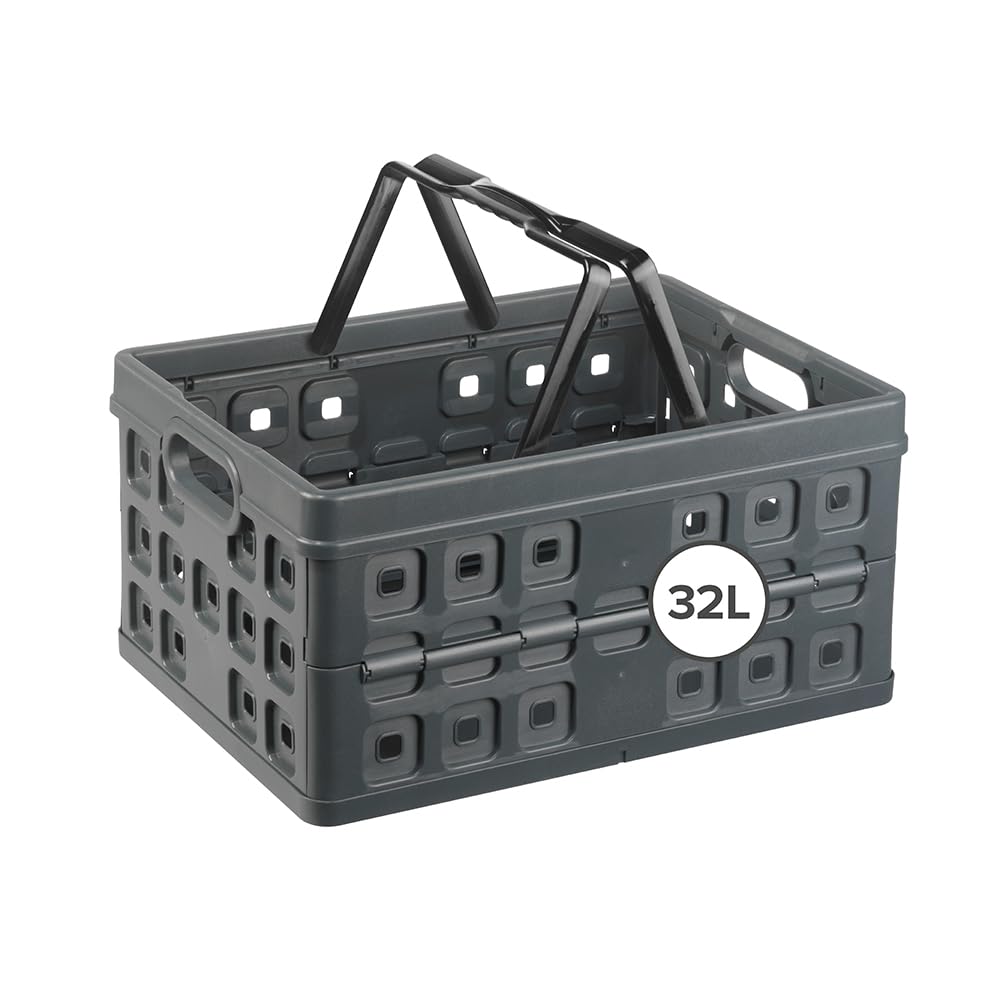 Sunware Square Folding Box 32 Litre With Handle Anthracite Black colour