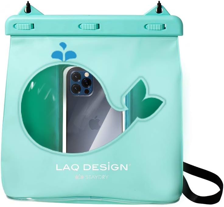 LAQ DESiGN STAYDRY Double Sided Perspective Waterproof Storage Bag with Adjustable strap, Dry Bag with Screen Touchable Inter Pocket (Whale)
