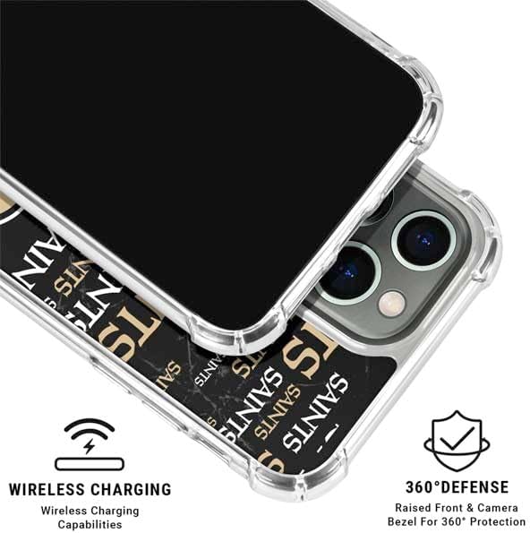 Skinit Clear Phone Case Compatible with iPhone 15 Pro Max - Officially Licensed NFL New Orleans Saints Black Blast Design