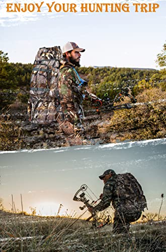 New View Hunting Backpack With Waterproof Rain Cover, 60/80L Camo Backpack For Men, 600D Hunting Bag For Hunters #TOP7