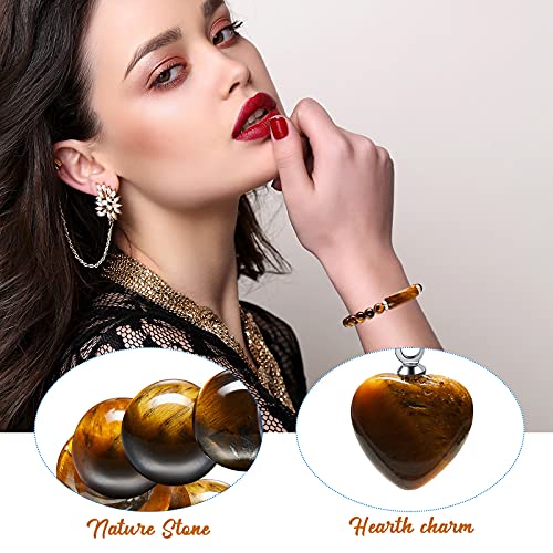 Junkin 3 Pieces Healing Stone Bracelet Chakra Heart Charm Dangle Bracelet 8Mm Beads Stretch Bracelet Crystal Jewelry For Women #TOP5