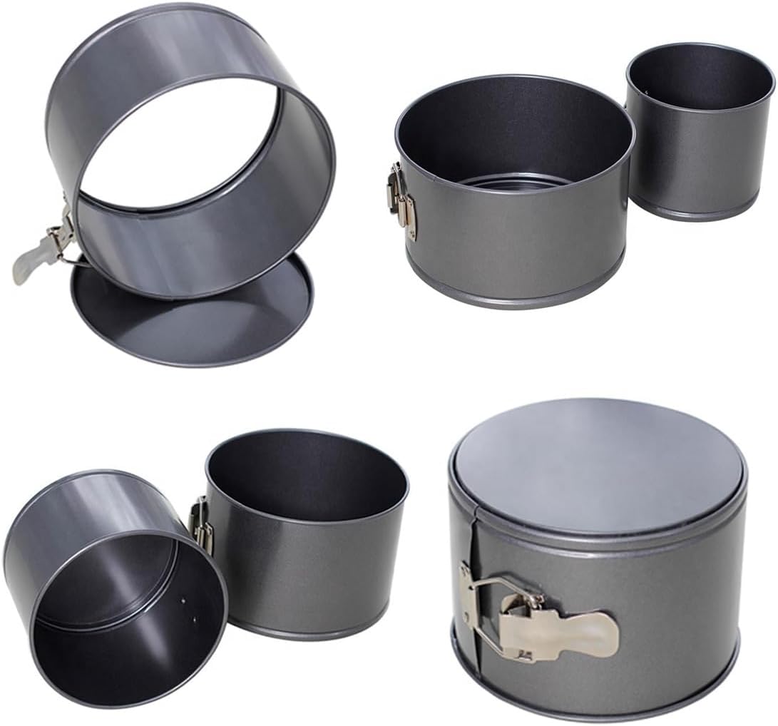 Springform Pan, Cheesecake Pan Classic Nonstick 4 PCS, Removable Bottom/Leakproof Cheese Cake Pans for Baking(Black 4.72"&5.51"&6.3"&7.08"*3.93")