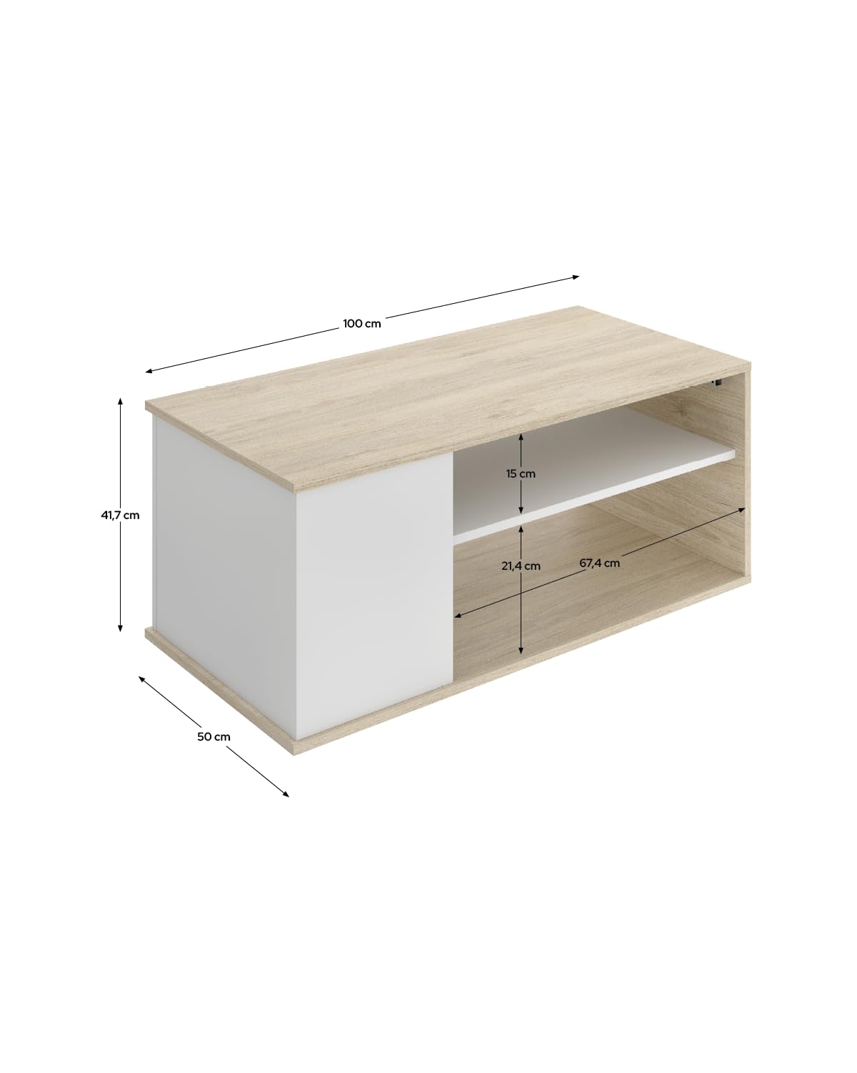 DEKIT GRUPO RIMOBEL - Mesa Centro - Natural/Blanco -41,7X100X50cm